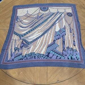 Ginnie Johansen Elegant Blue and Cream Scarf